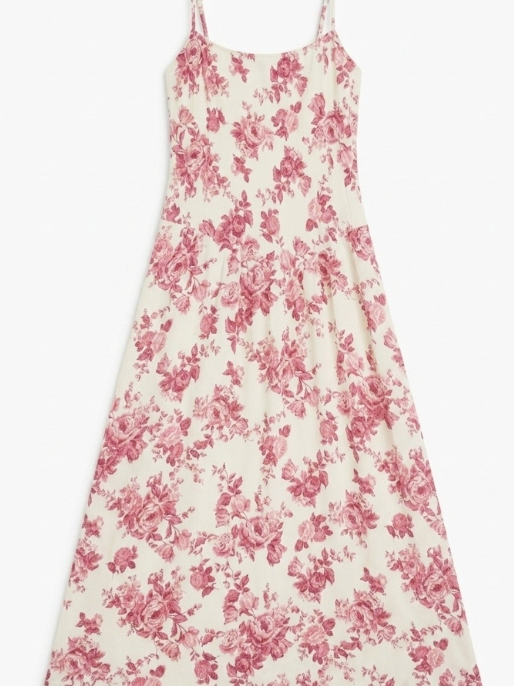 Source Unknown Cream Maxi Dress with Pink Floral Print